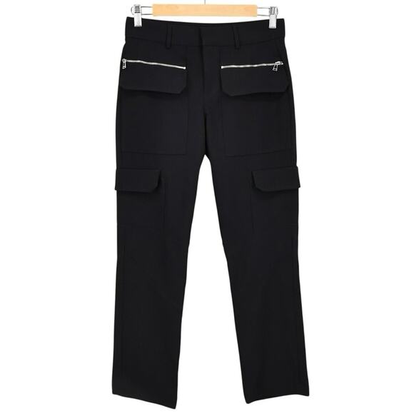 Zara Mid-Rise Straight Leg Cargo Utility Dress Pant In Black Size XS - Picture 1 of 6